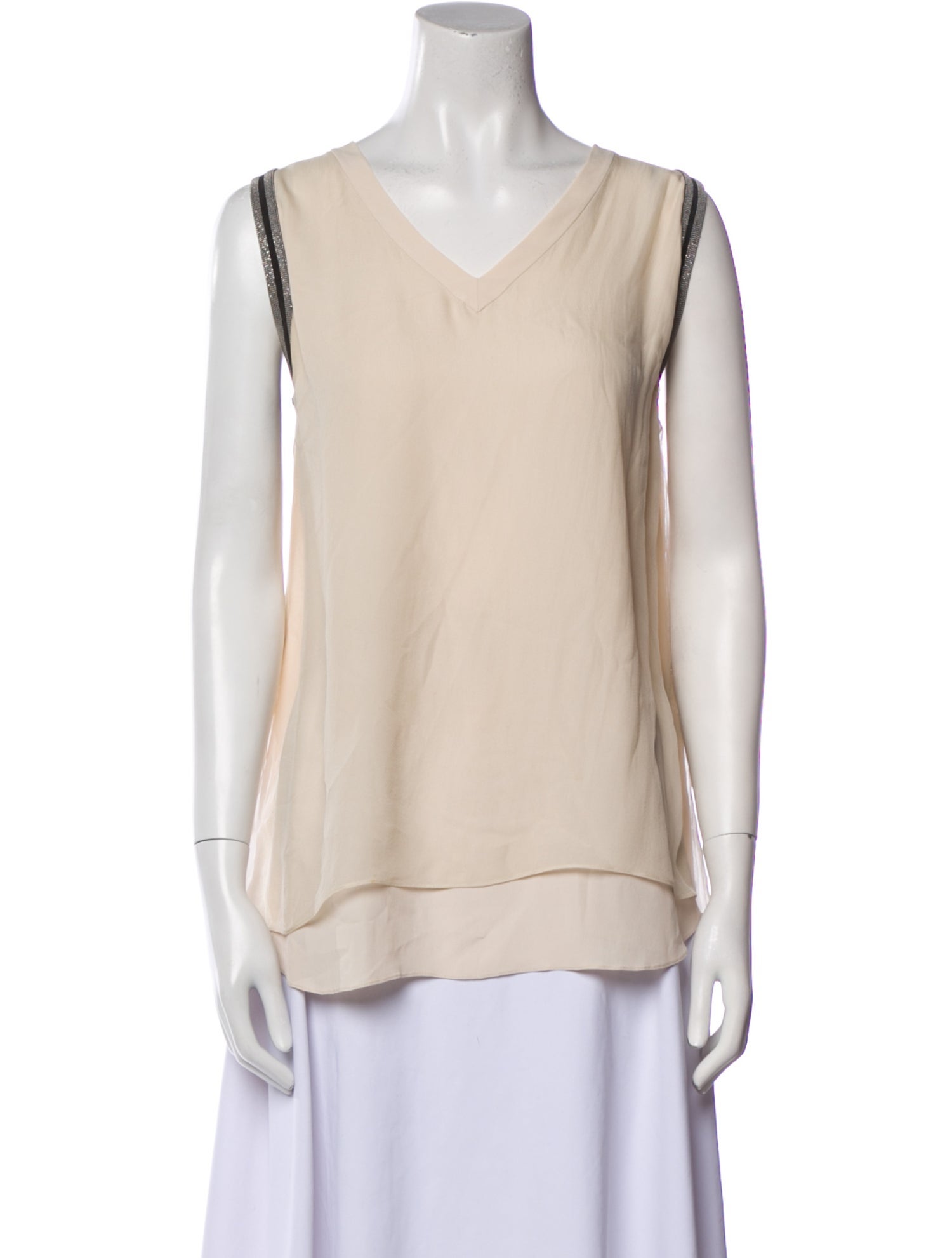Brunello Cucinelli Silk V-Neck Top