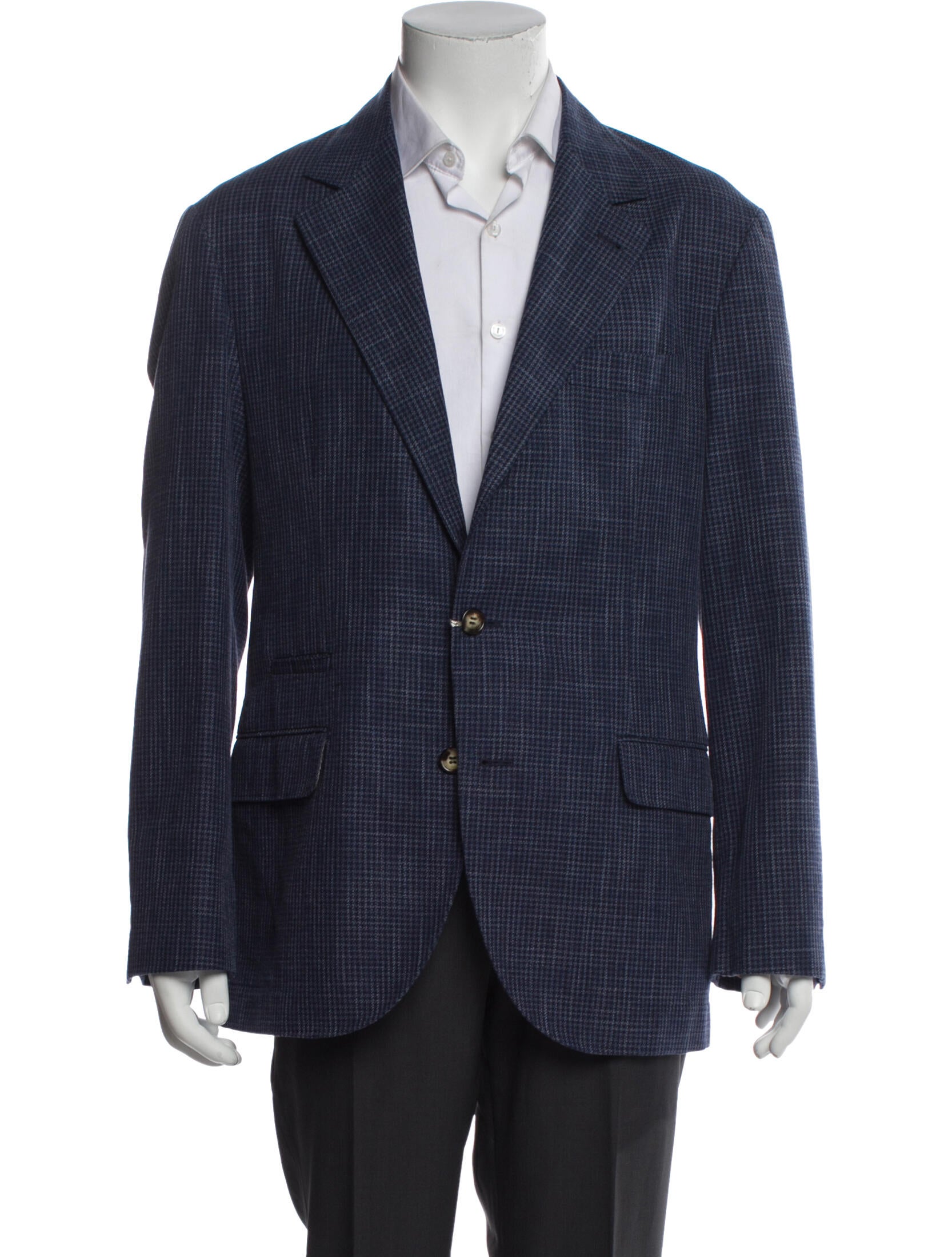 Brunello Cucinelli Plaid Print Peacoat w/ Tags