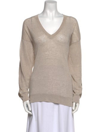 Brunello Cucinelli Linen V-Neck Sweatshirt