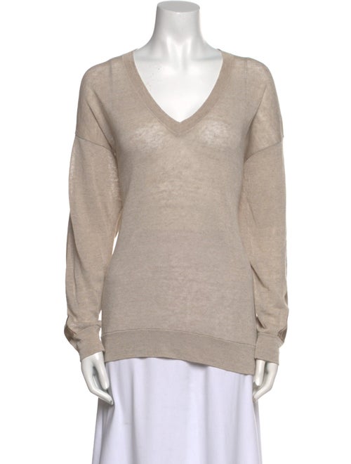 Brunello Cucinelli Linen V-Neck Sweatshirt