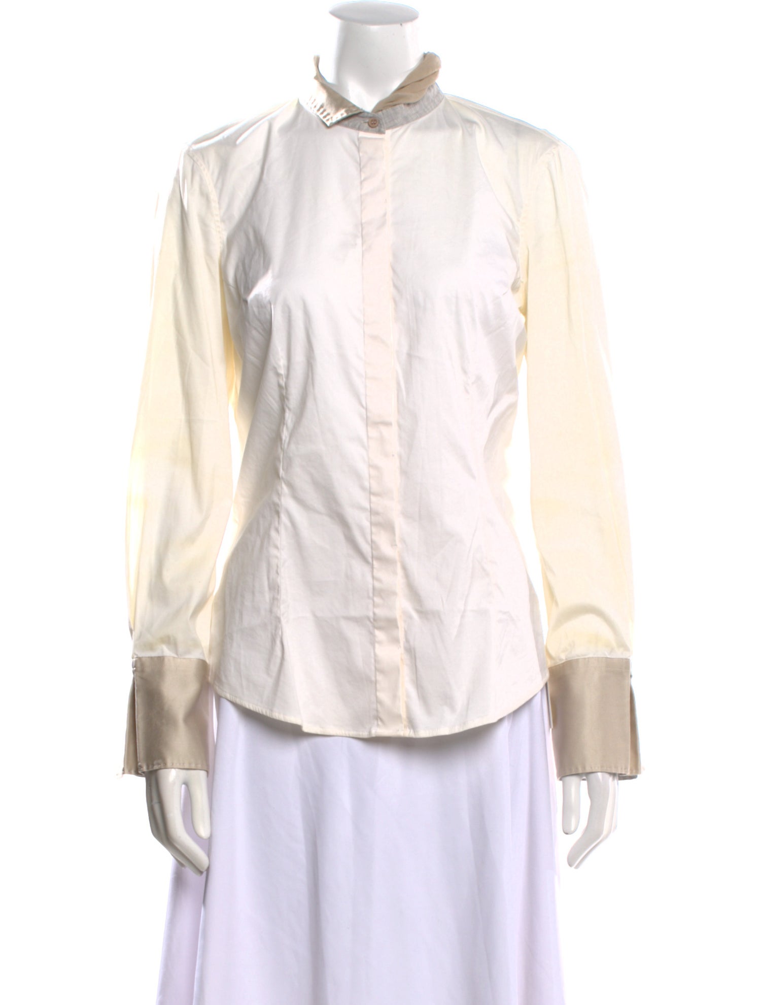 Brunello Cucinelli Long Sleeve Button-Up Top