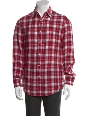 Brunello Cucinelli Linen Plaid Print Shirt