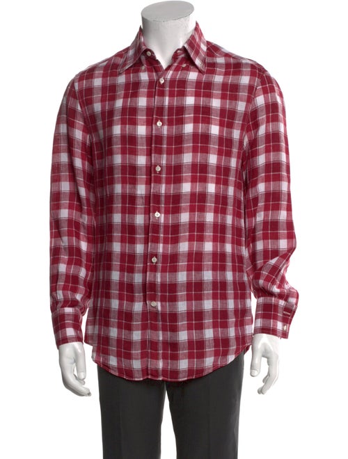 Brunello Cucinelli Linen Plaid Print Shirt