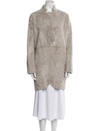 Brunello Cucinelli Leather Faux Fur Coat