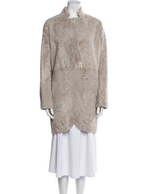 Brunello Cucinelli Leather Faux Fur Coat