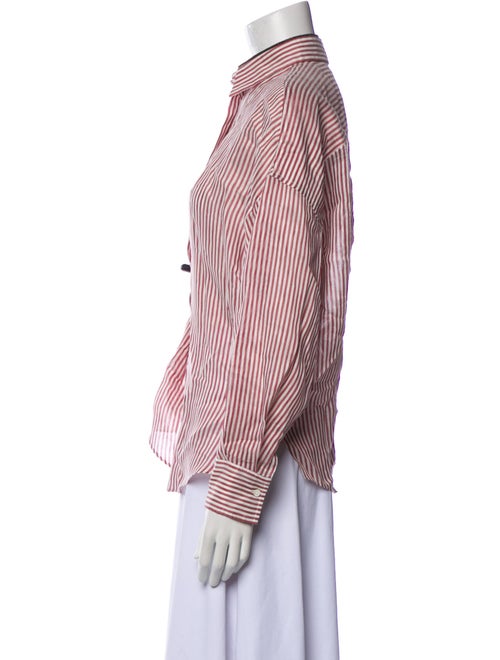 Brunello Cucinelli Linen Striped Button-Up Top