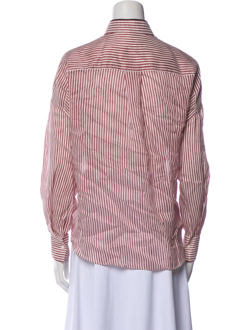 Brunello Cucinelli Linen Striped Button-Up Top