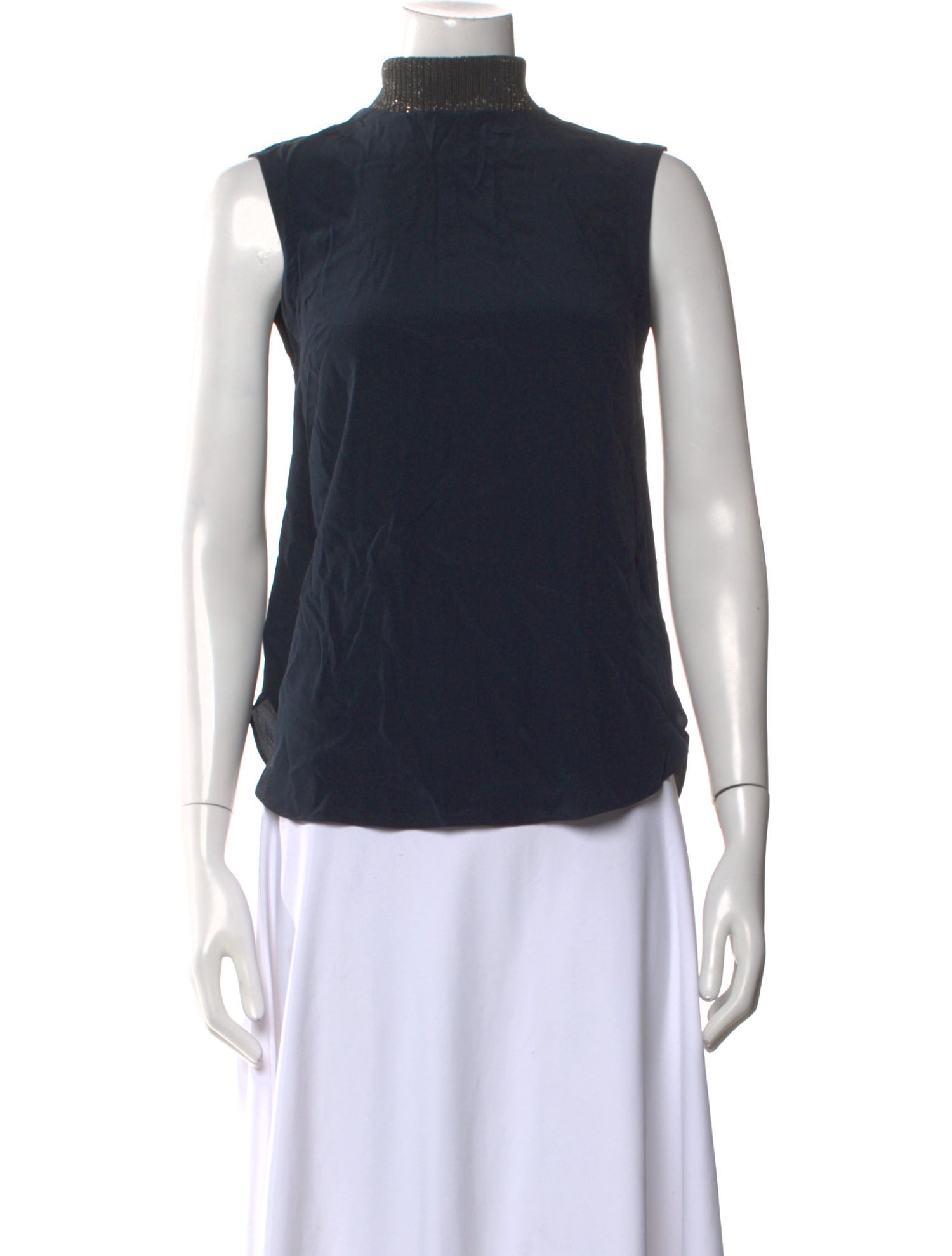 Brunello Cucinelli Silk Mock Neck Top