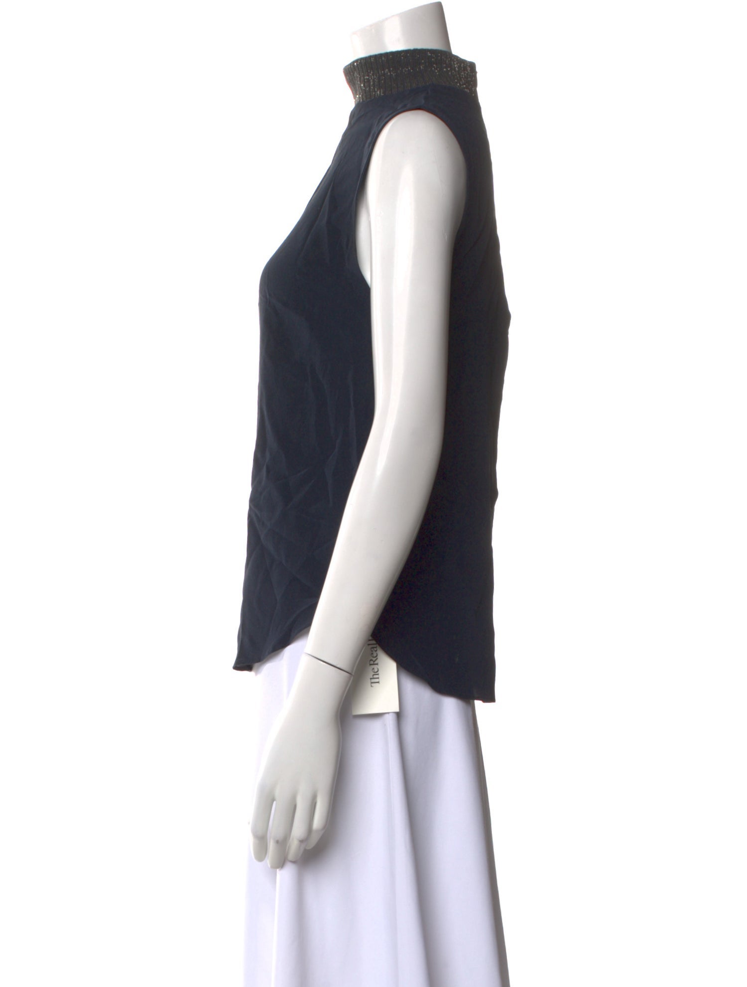 Brunello Cucinelli Silk Mock Neck Top