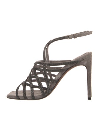 Brunello Cucinelli Monili Suede Sandals