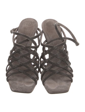 Brunello Cucinelli Monili Suede Sandals