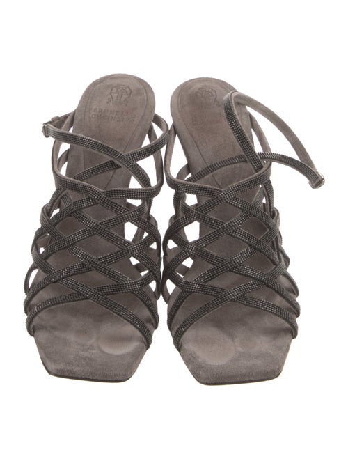 Brunello Cucinelli Monili Suede Sandals
