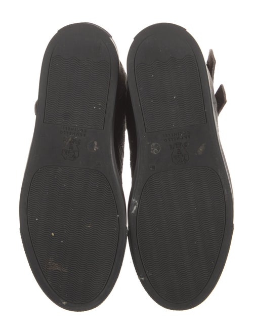 Brunello Cucinelli Suede Colorblock Pattern Wedge Sneakers