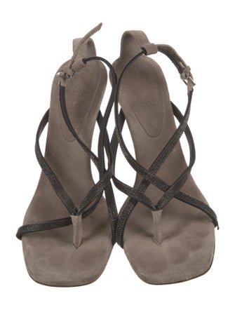 Brunello Cucinelli Leather Slingback Sandals