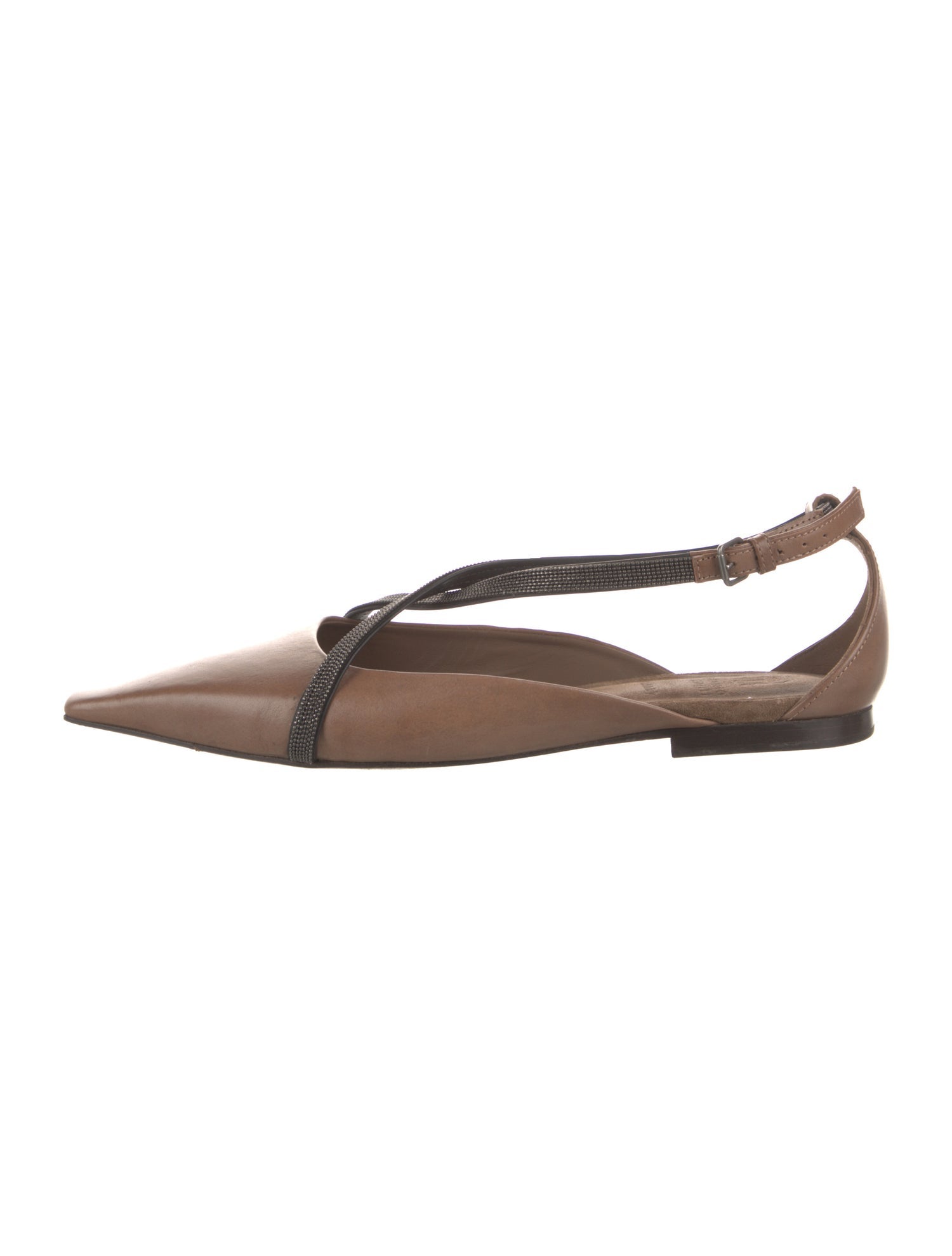 Brunello Cucinelli Leather Slingback Flats