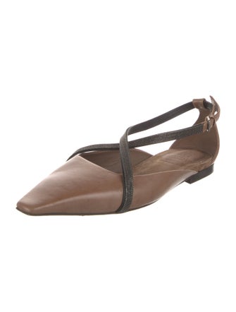 Brunello Cucinelli Leather Slingback Flats