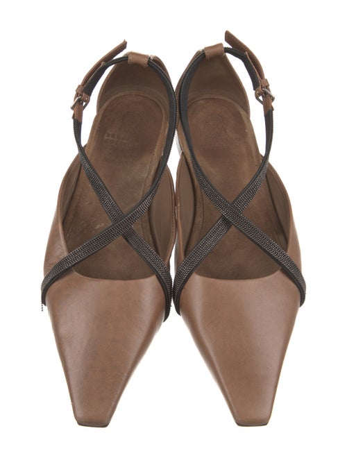 Brunello Cucinelli Leather Slingback Flats