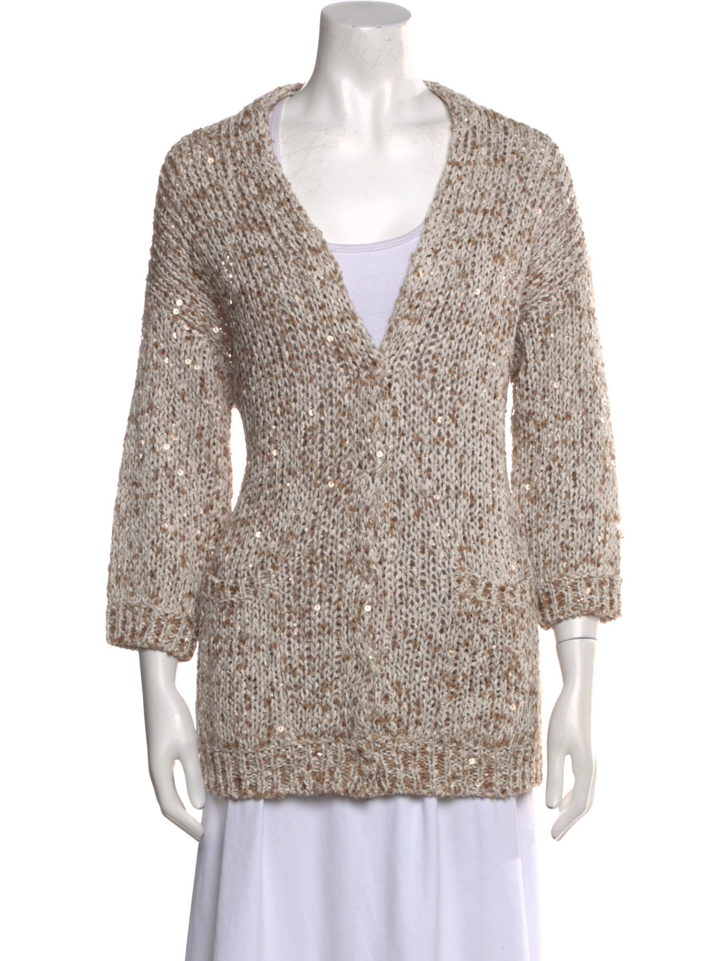 Brunello Cucinelli Linen V-Neck Sweater
