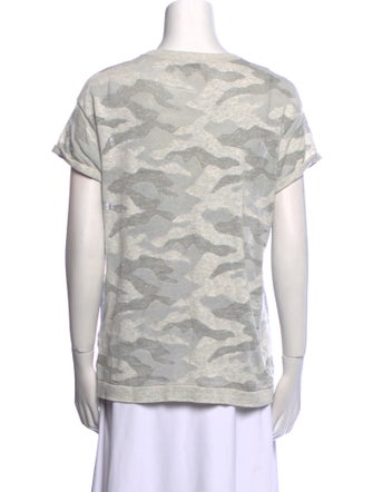 Brunello Cucinelli Camouflage Print Scoop Neck T-Shirt