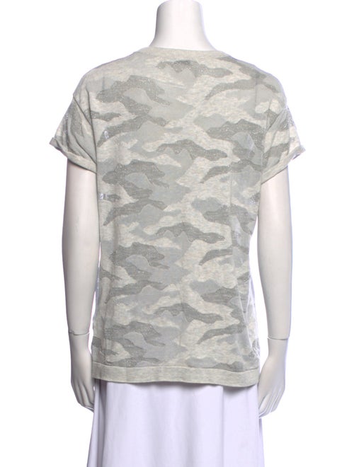 Brunello Cucinelli Camouflage Print Scoop Neck T-Shirt