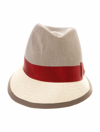 Brunello Cucinelli Raffia Trim Canvas Hat