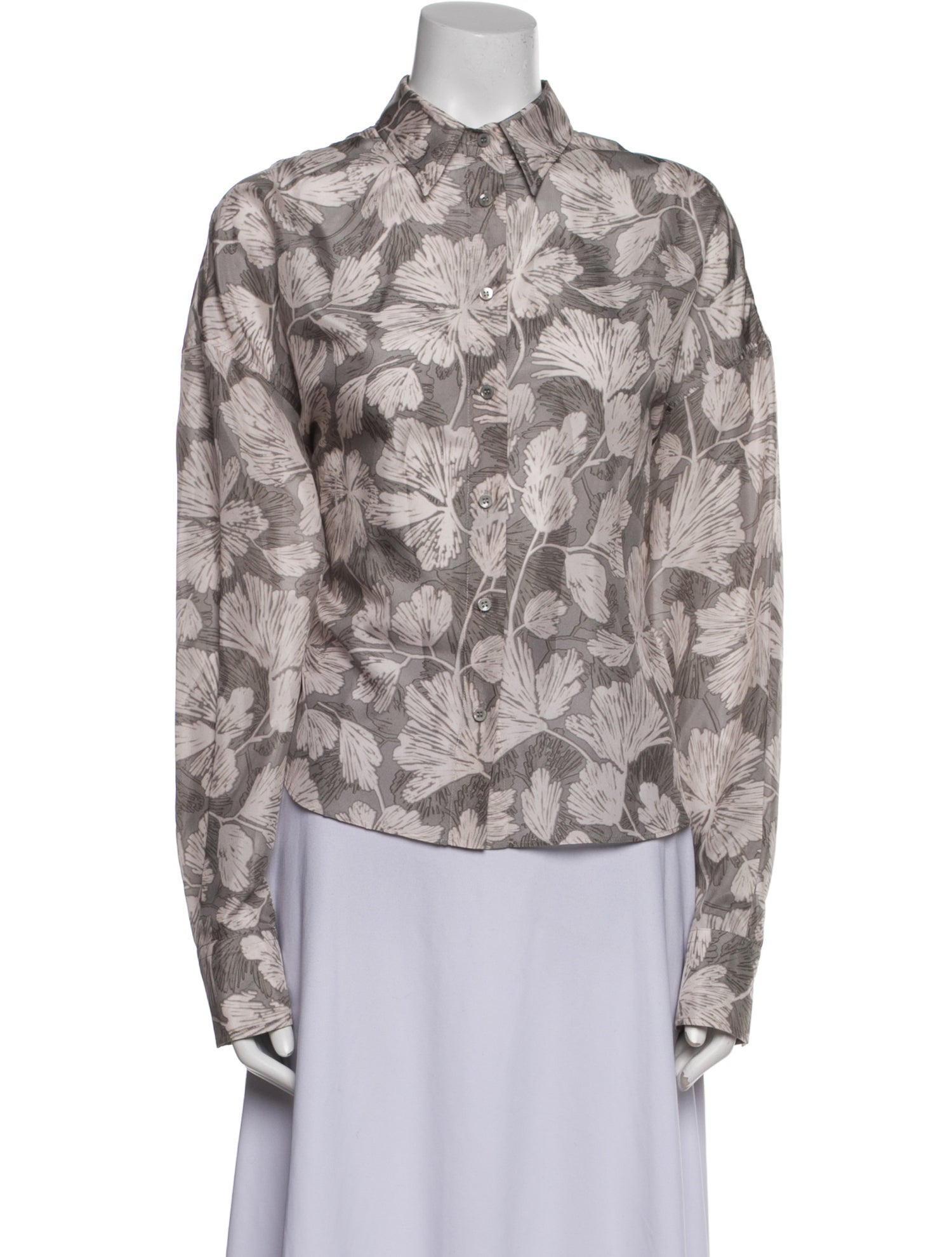 Brunello Cucinelli Silk Printed Button-Up Top