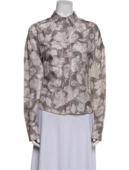 Brunello Cucinelli Silk Printed Button-Up Top