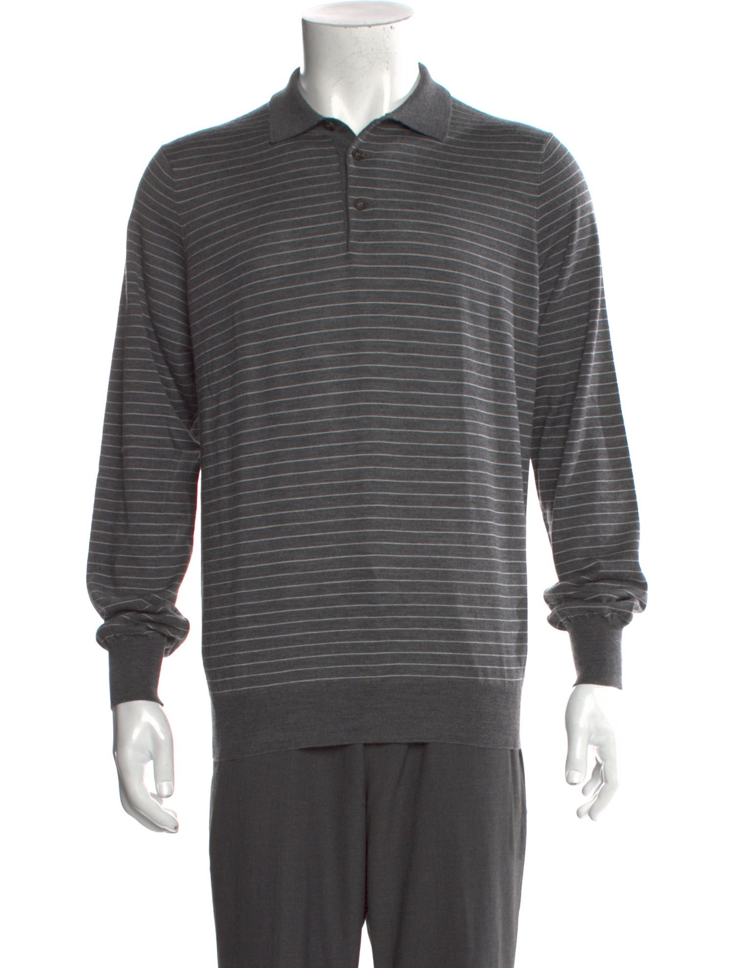 Brunello Cucinelli Cashmere Striped Polo Sweater