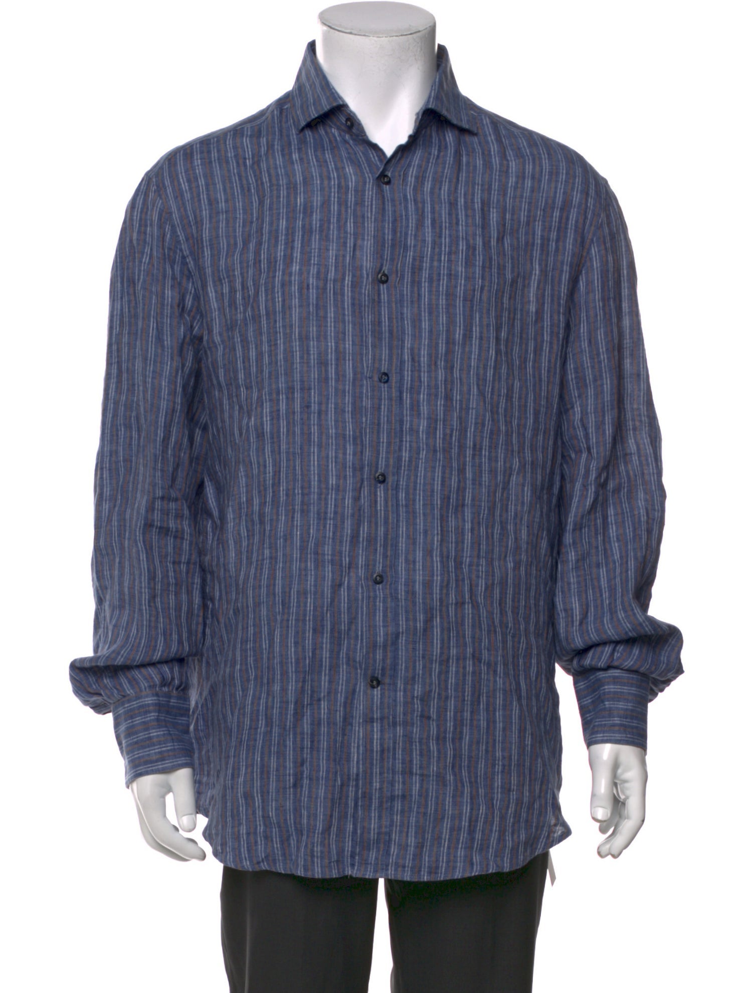 Brunello Cucinelli Linen Striped Dress Shirt