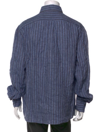 Brunello Cucinelli Linen Striped Dress Shirt