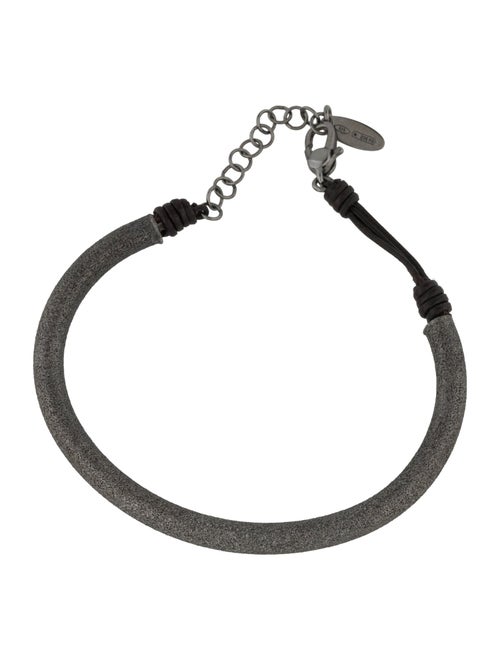 Brunello Cucinelli Leather Shimmering Cuff Bracelet