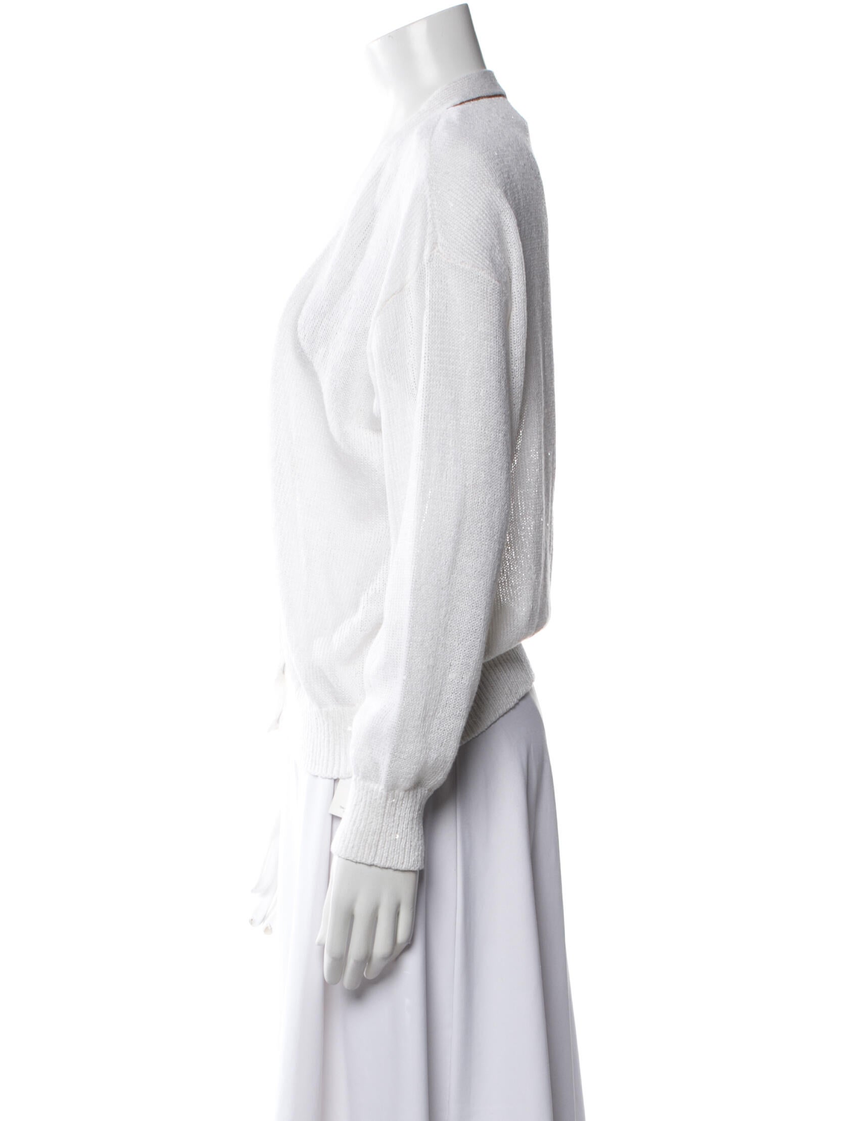 Brunello Cucinelli V-Neck Long Sleeve Blouse