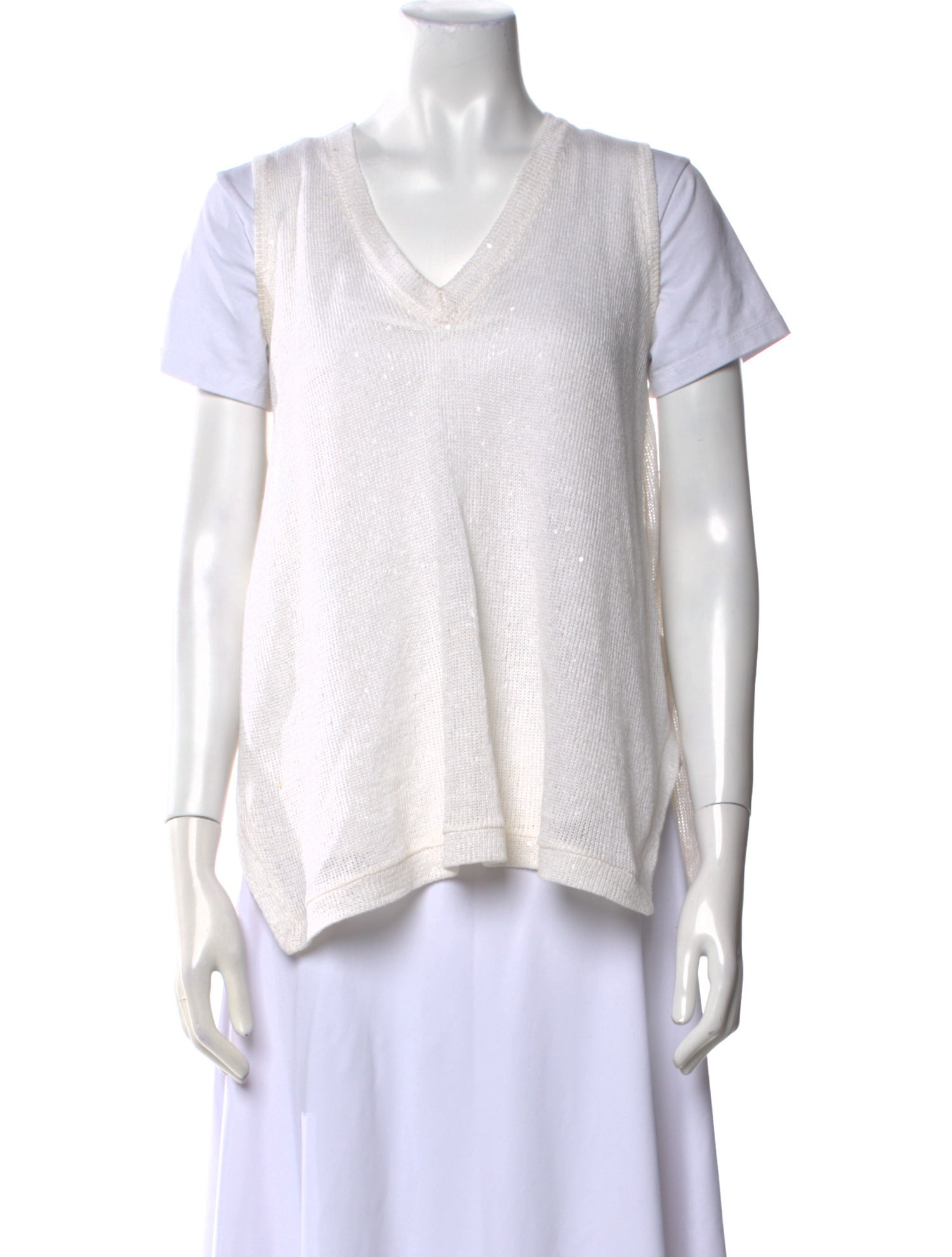 Brunello Cucinelli Linen V-Neck Top