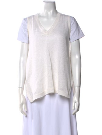 Brunello Cucinelli Linen V-Neck Top