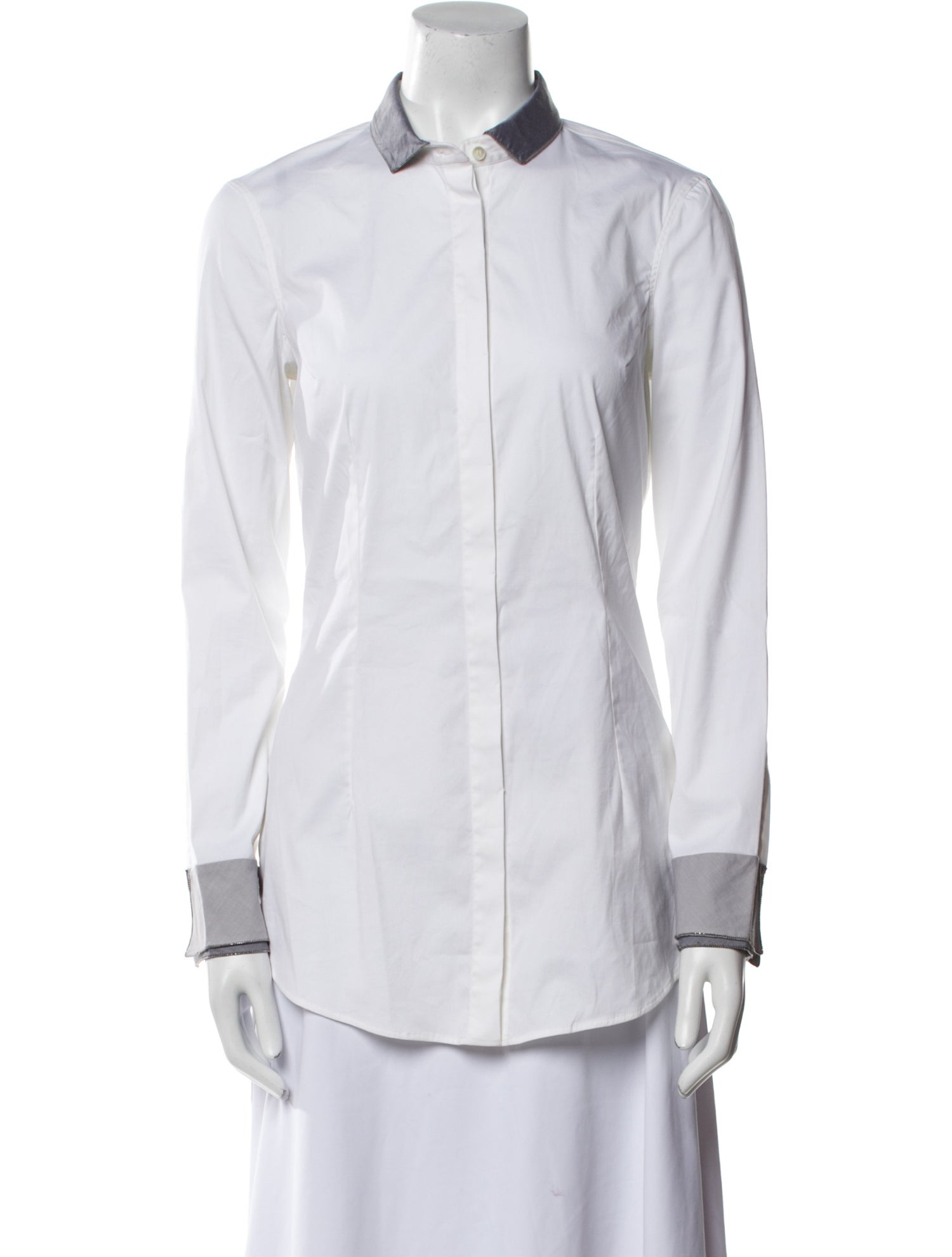 Brunello Cucinelli Long Sleeve Button-Up Top