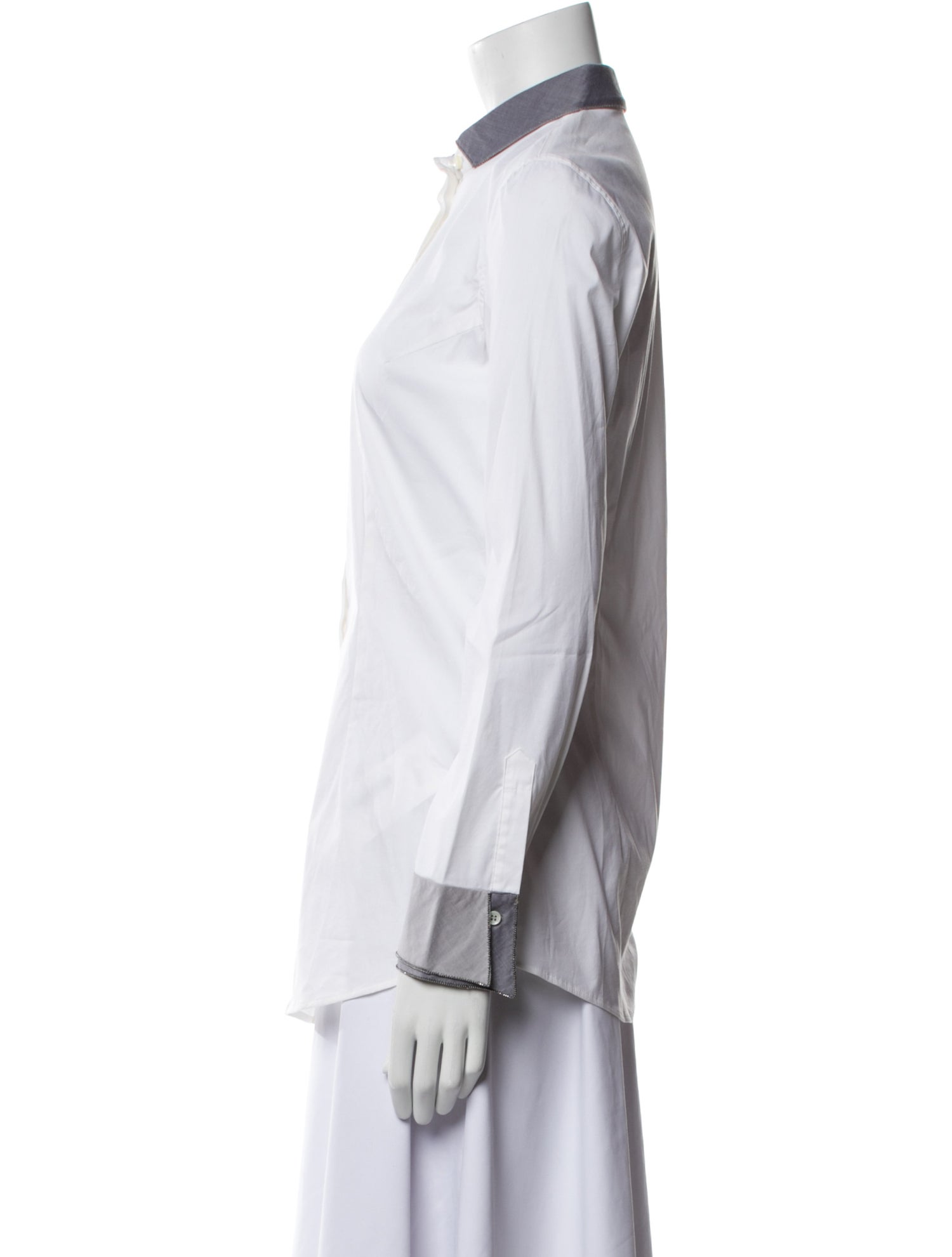 Brunello Cucinelli Long Sleeve Button-Up Top