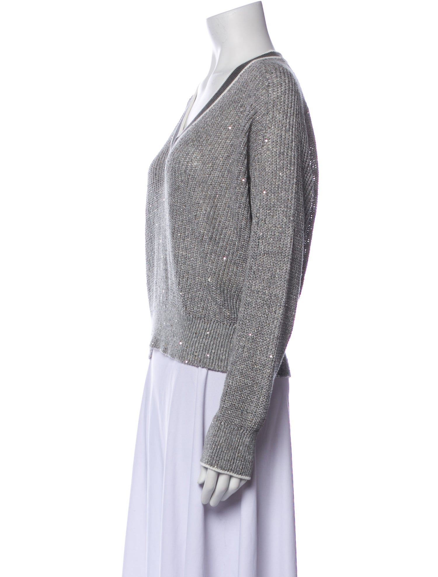 Brunello Cucinelli Linen V-Neck Sweatshirt w/ Tags