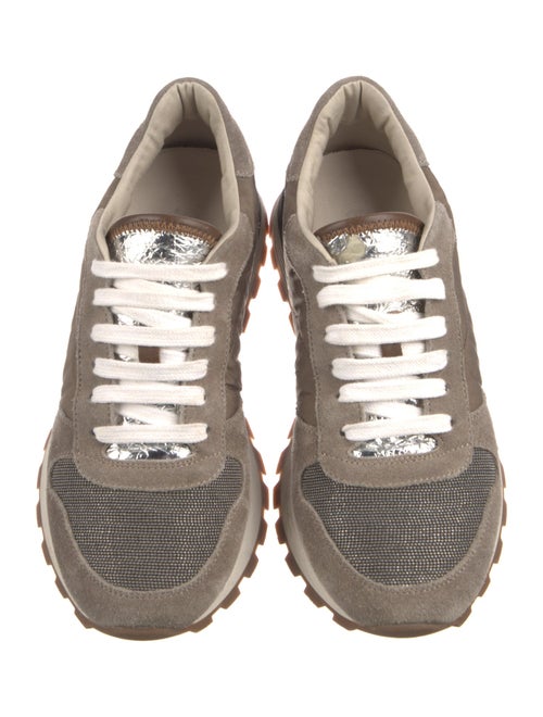 Brunello Cucinelli Suede Colorblock Pattern Sneakers