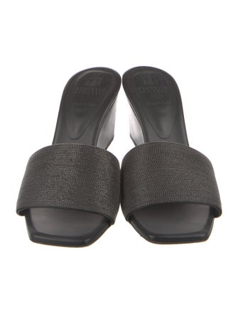 Brunello Cucinelli Monili Leather Slides