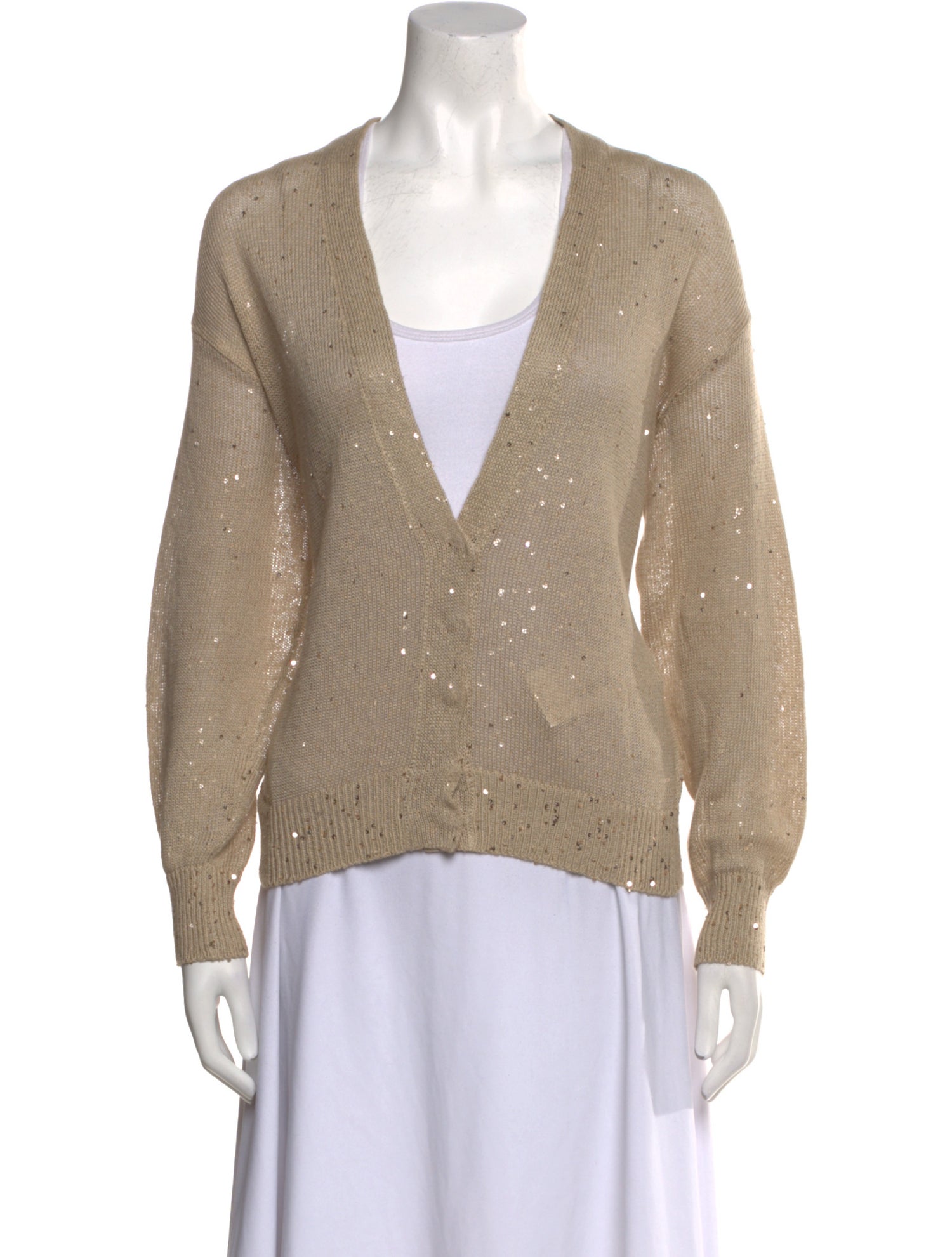 Brunello Cucinelli Linen V-Neck Sweater