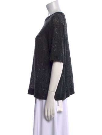 Brunello Cucinelli Linen Bateau Neckline T-Shirt