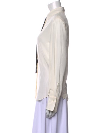 Brunello Cucinelli Silk Long Sleeve Button-Up Top