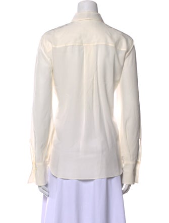 Brunello Cucinelli Silk Long Sleeve Button-Up Top