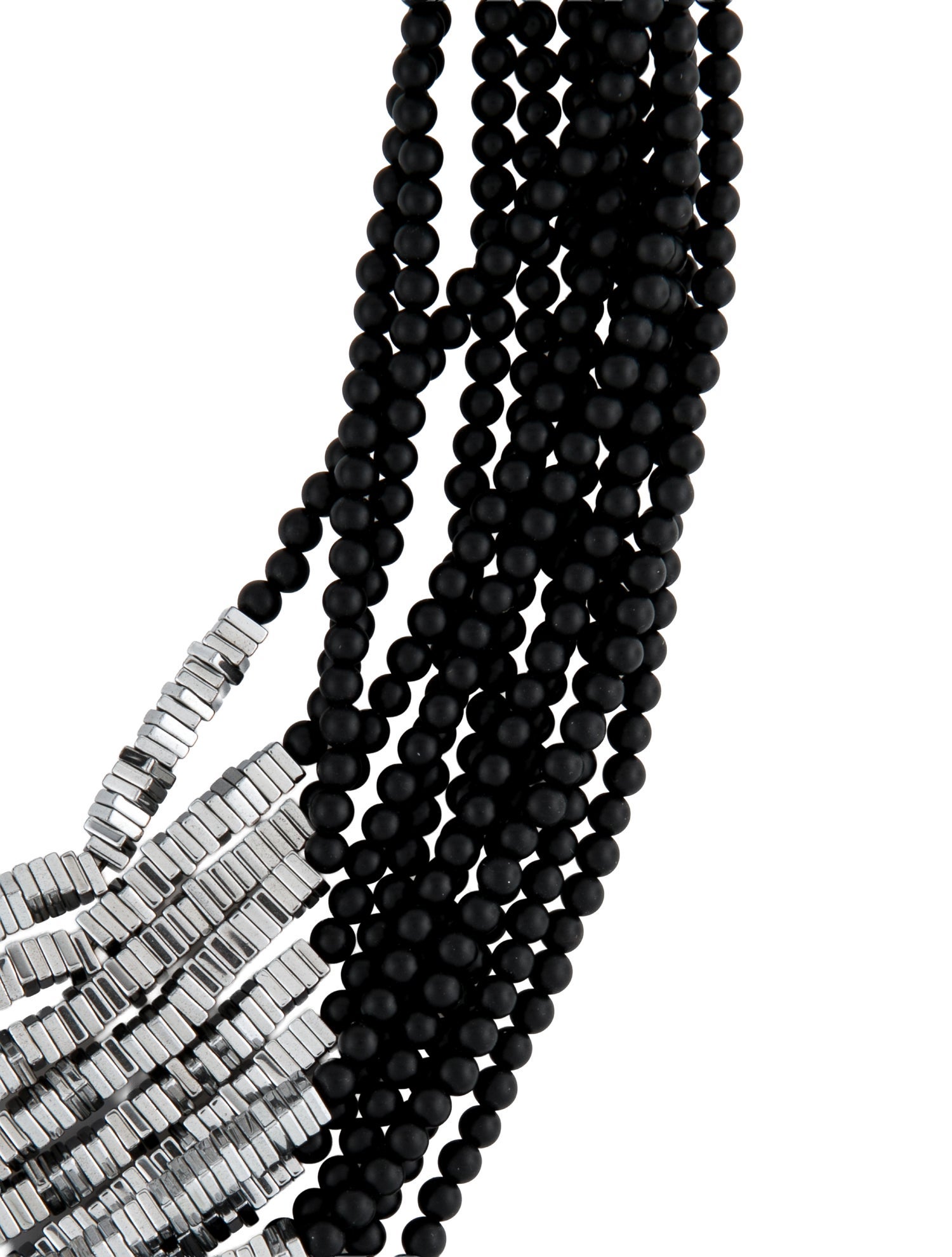 Brunello Cucinelli Leather Beaded Multistrand Choker Necklace