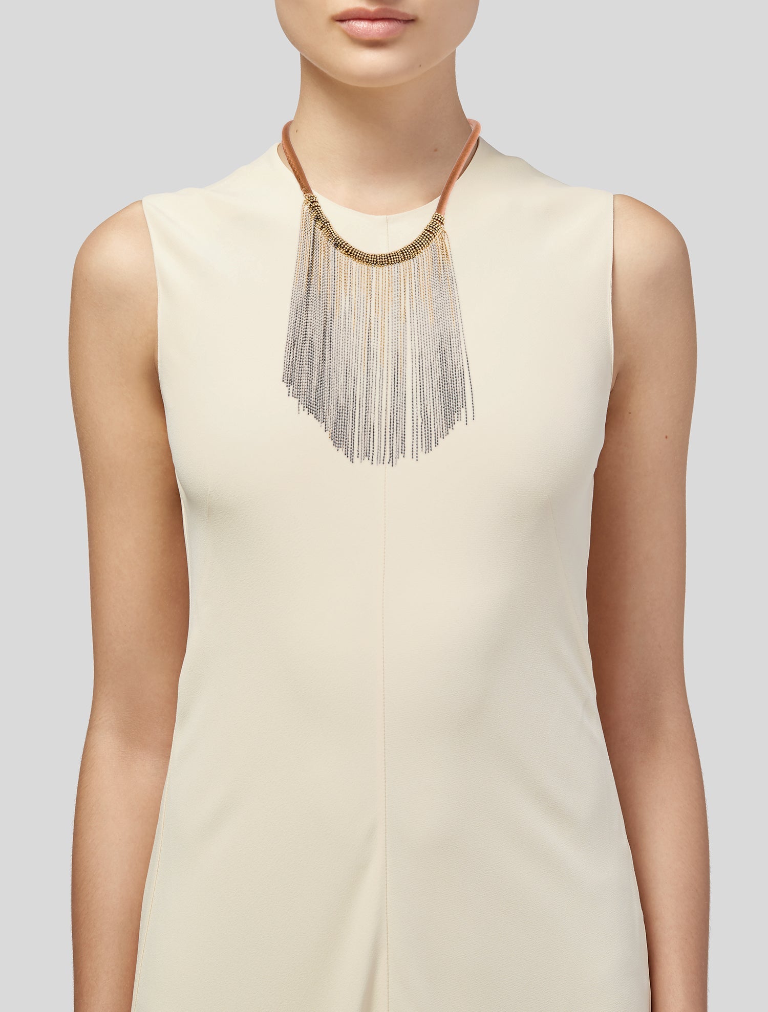 Brunello Cucinelli Leather & Bead Collar Necklace