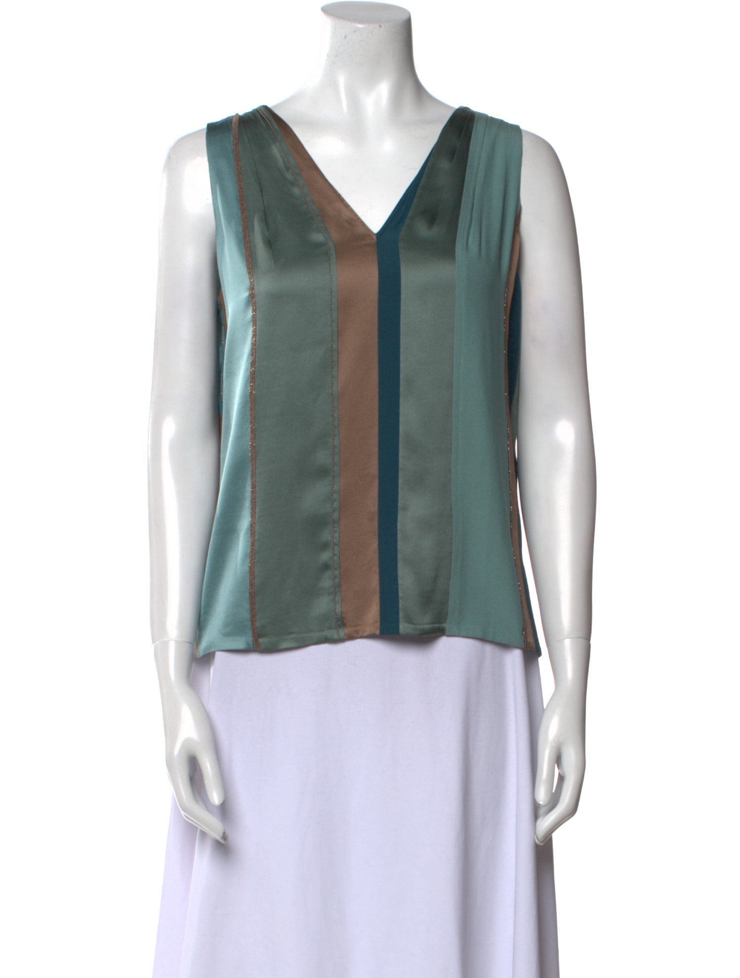 Brunello Cucinelli Silk Striped Top