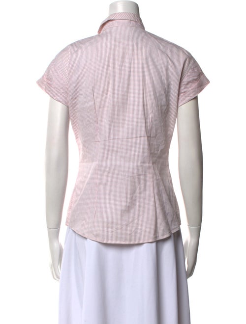 Brunello Cucinelli Plaid Print Short Sleeve Button-Up Top