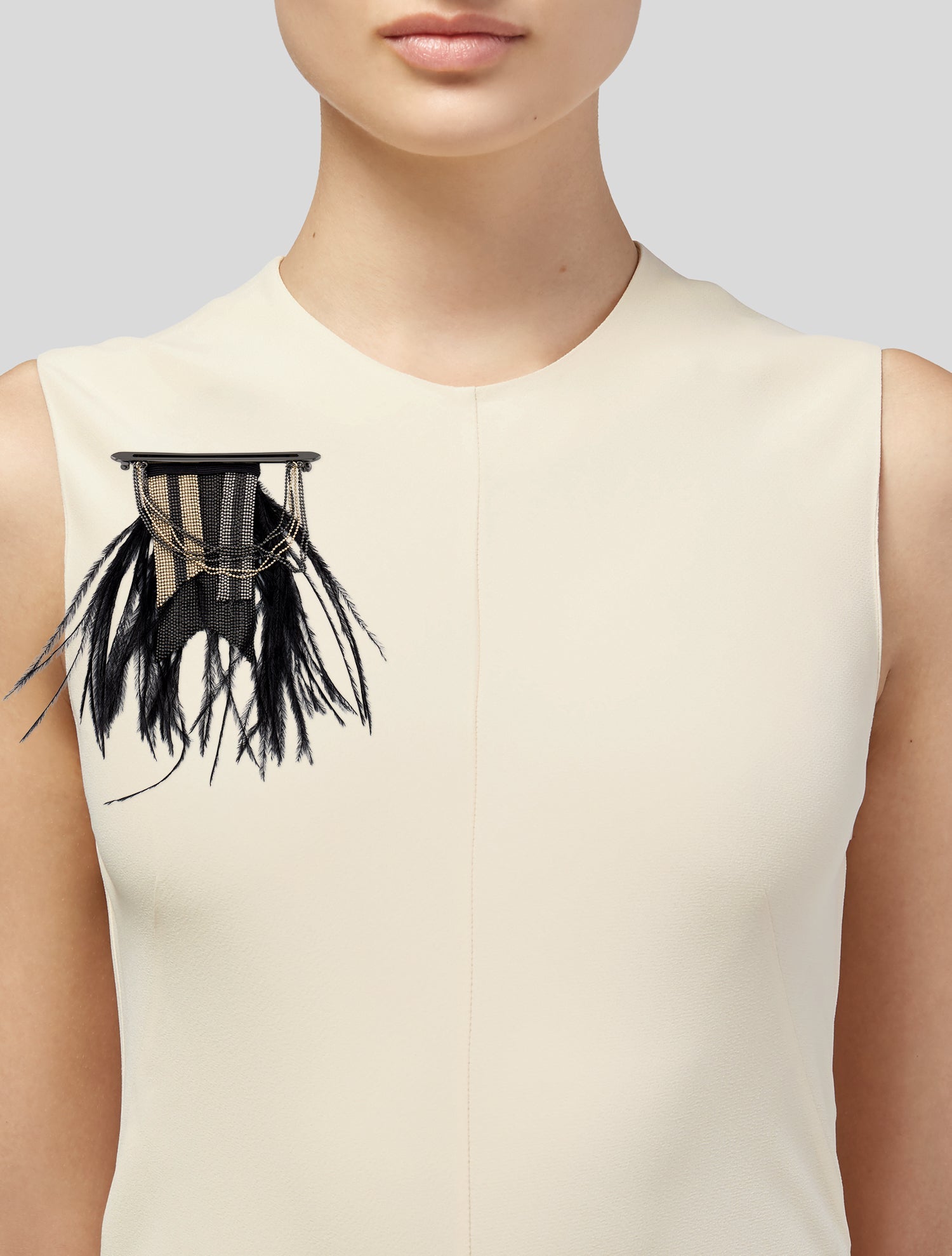 Brunello Cucinelli Feather Beaded Pin Brooch