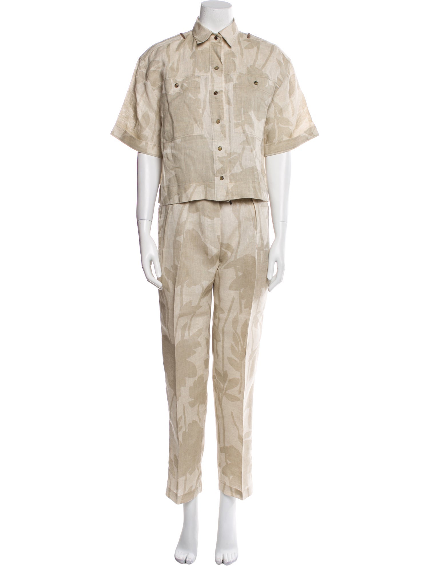 Brunello Cucinelli Linen Printed Pant Set