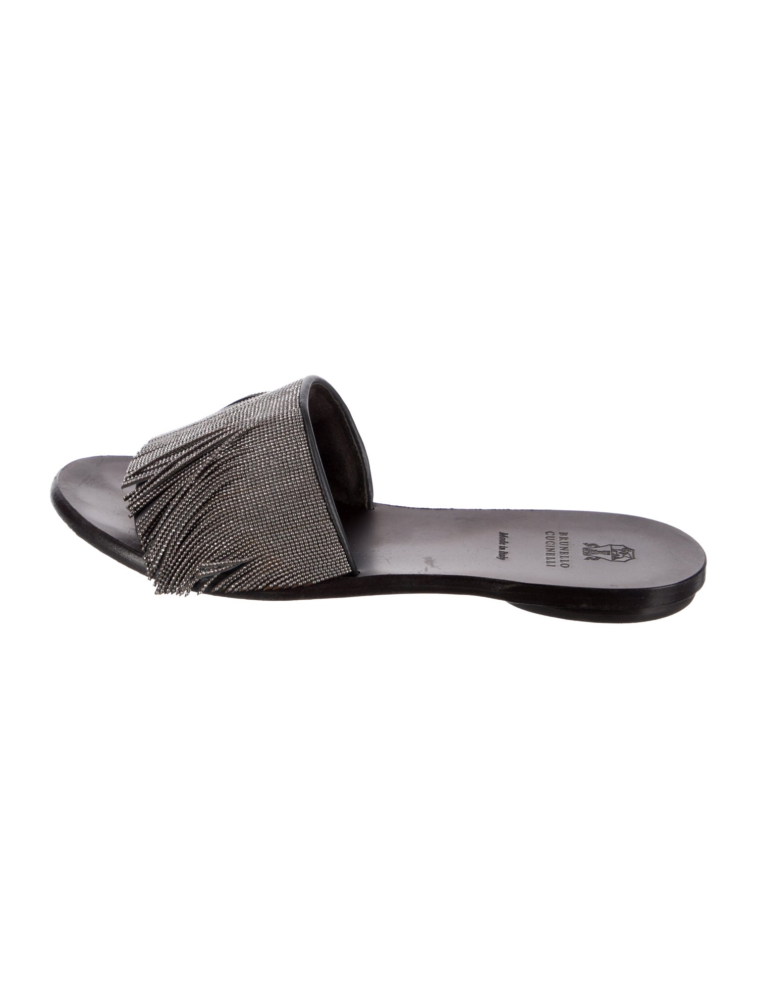 Brunello Cucinelli Monili Leather Slides